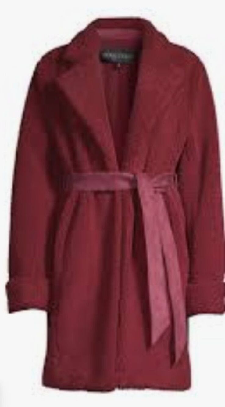 NWT Toccin Teddy Cocoon Coat Grenadine Red Fleece Oversized Jacket L $595
